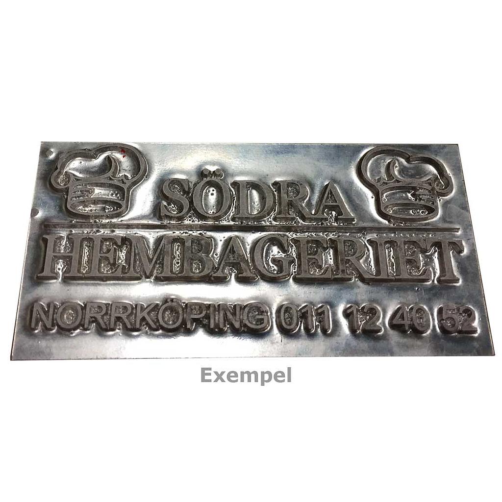 KLISJÉ 115x50mm til trykking av brødkasse