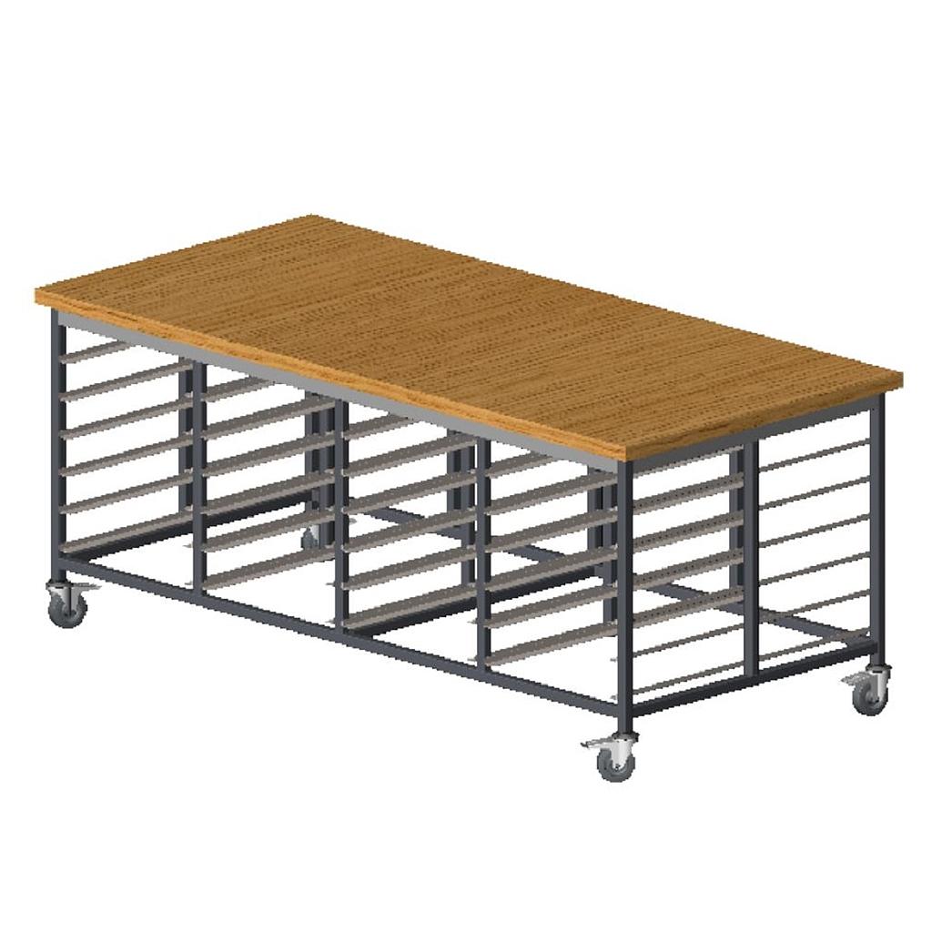 WORKTOP TROLLEY 2130x100 47x63 4x6-rung Beechwood top
