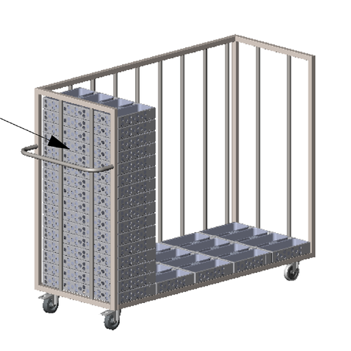 [TTRX-2020-12-009] TIN SET STORAGE TROLLEY 160x63 with handle